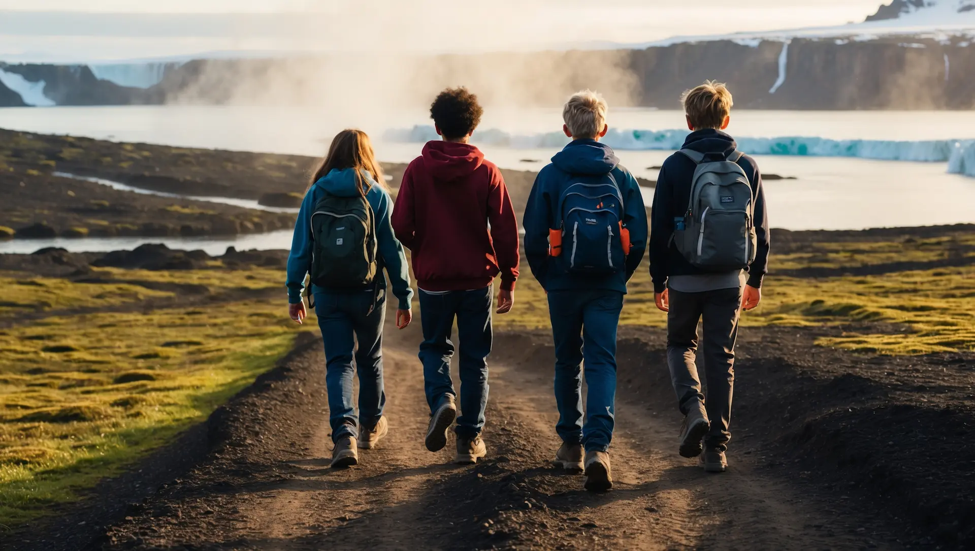 Unglingar í gönguferð